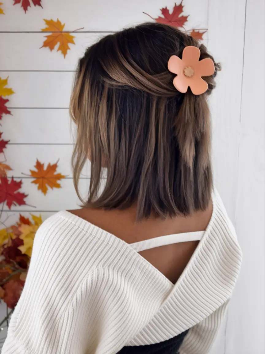 Quick & Easy Hairstyles for Fall 2025 Playful Half-Up with Barrette