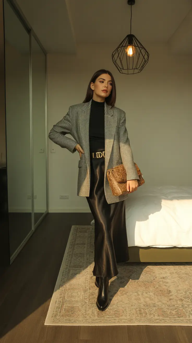 Stylish Birthday Outfits Winter 2025-2026 Tailored Layers with Satin Drama