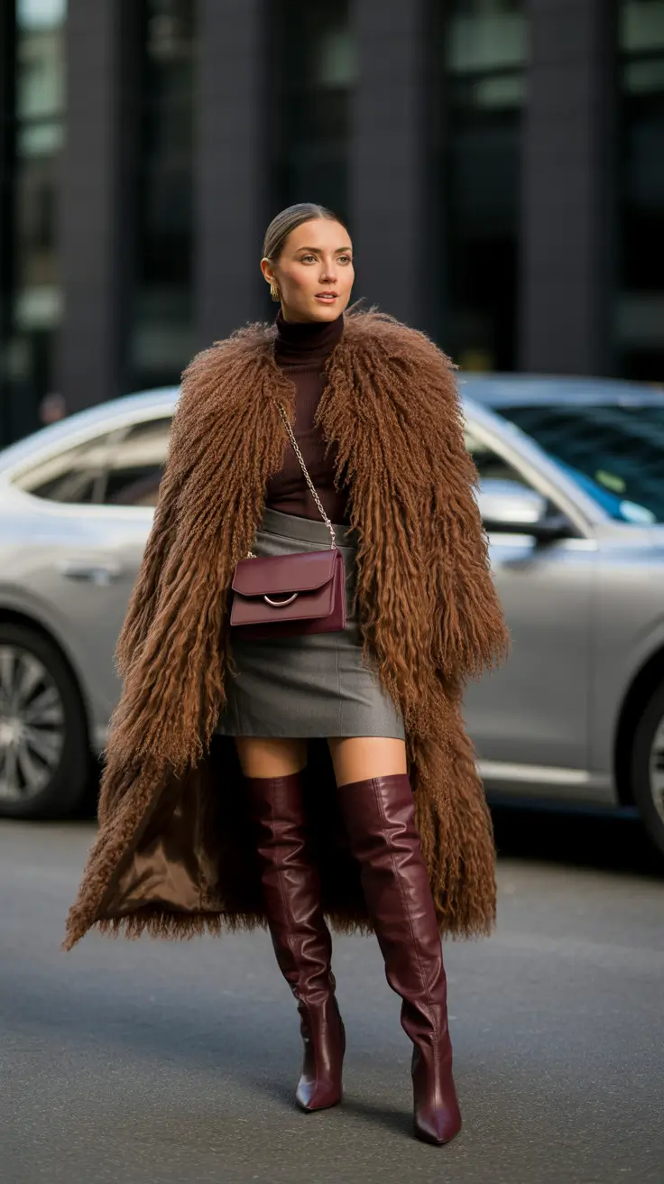Stylish Birthday Outfits Winter 2025-2026 Dramatic Layers with Over-the-Knee Boots
