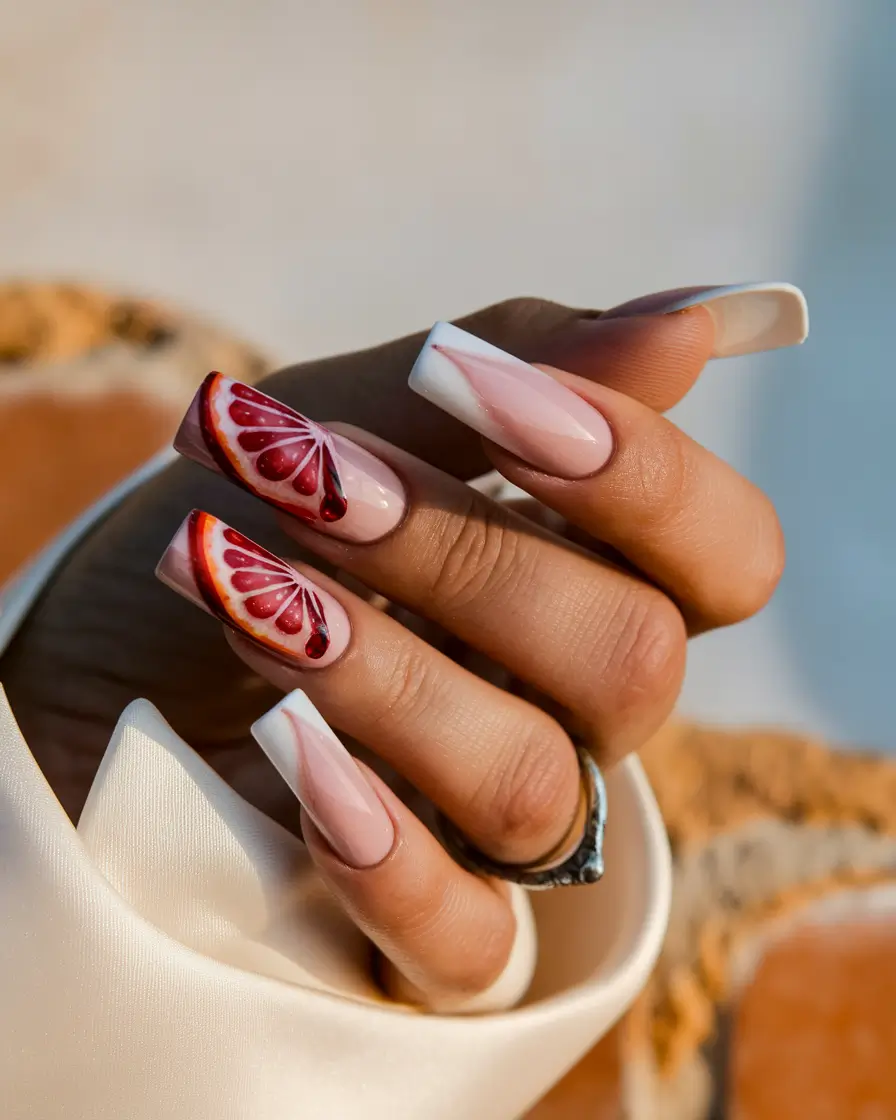 fall winter nails design Citrus French Playfulness