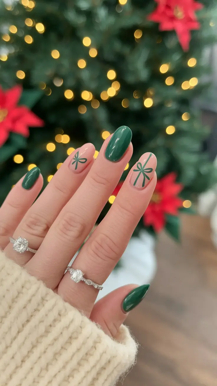 fall winter nails design simple Gift Wrapped in Green