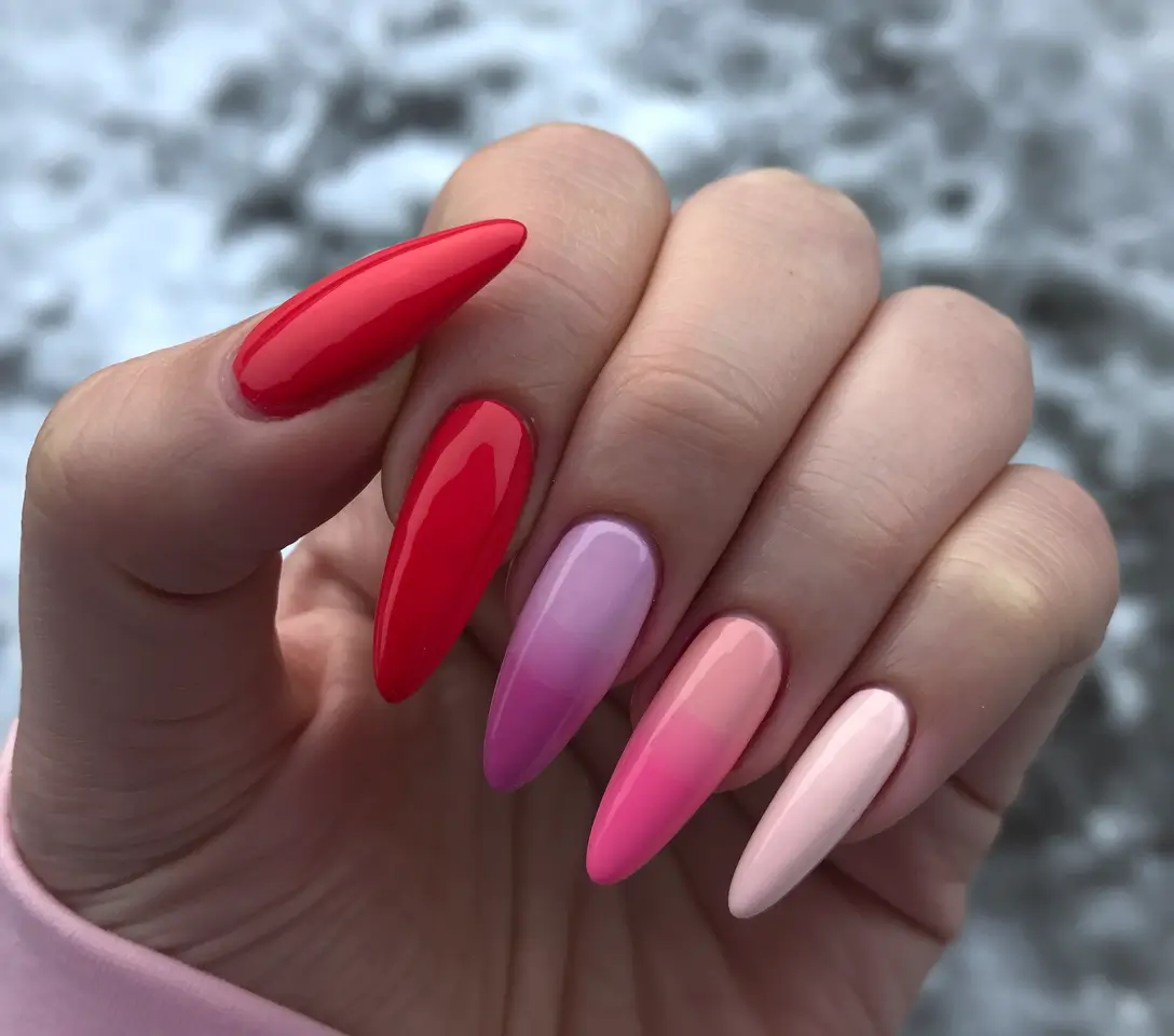 fall winter nails design almond Berry Gradient Almond