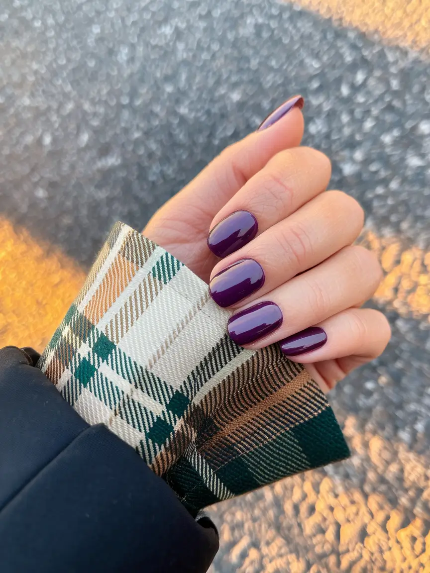 fall winter nails short Deep Purple Simplicity
