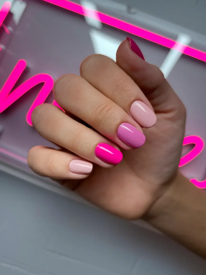 Top Short Fall Nail Trends 2025 Pink Ombre Spectrum