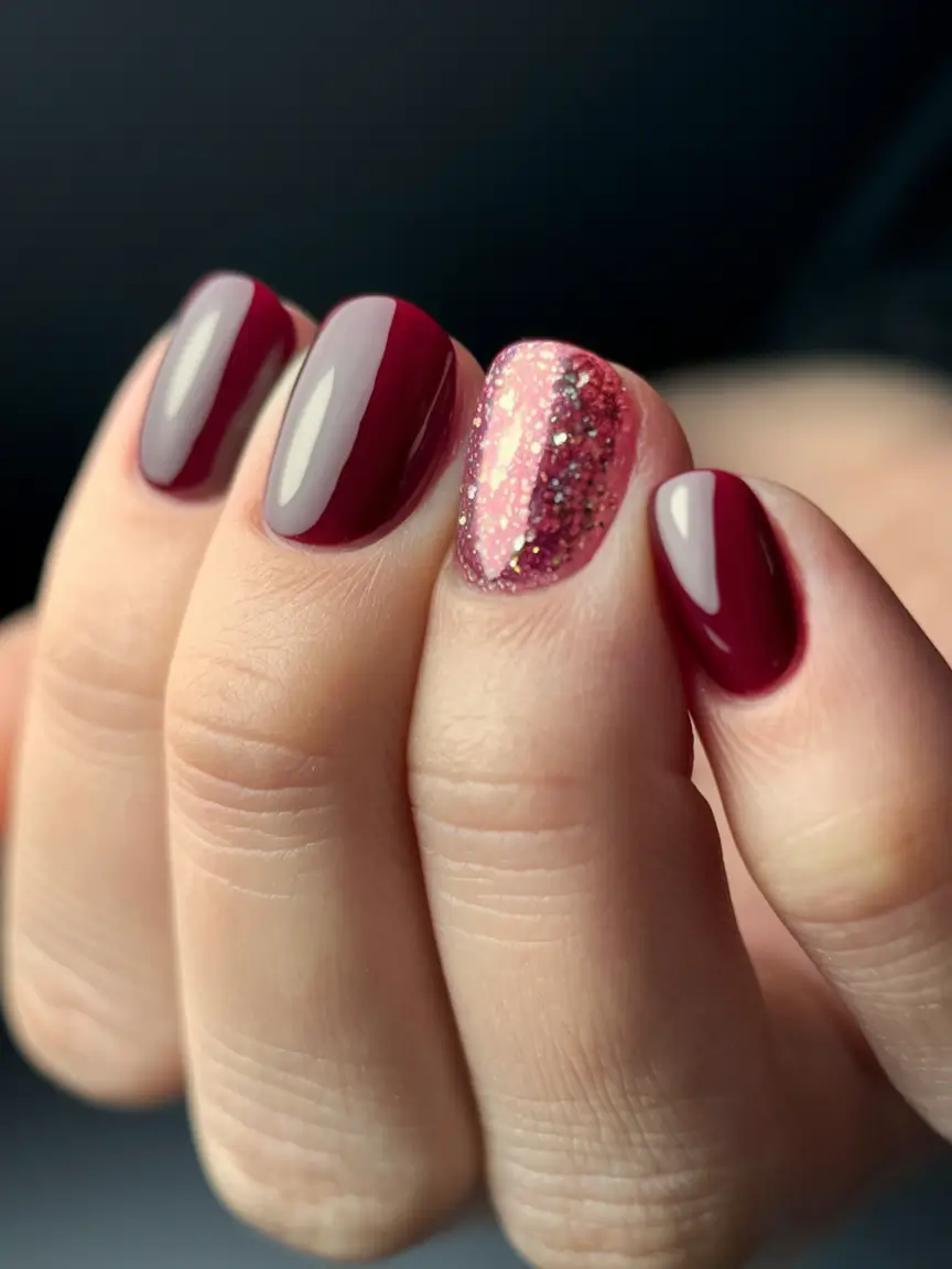 Trendy Cute and Fun Fall Nails 2025 Berry With a Sparkle