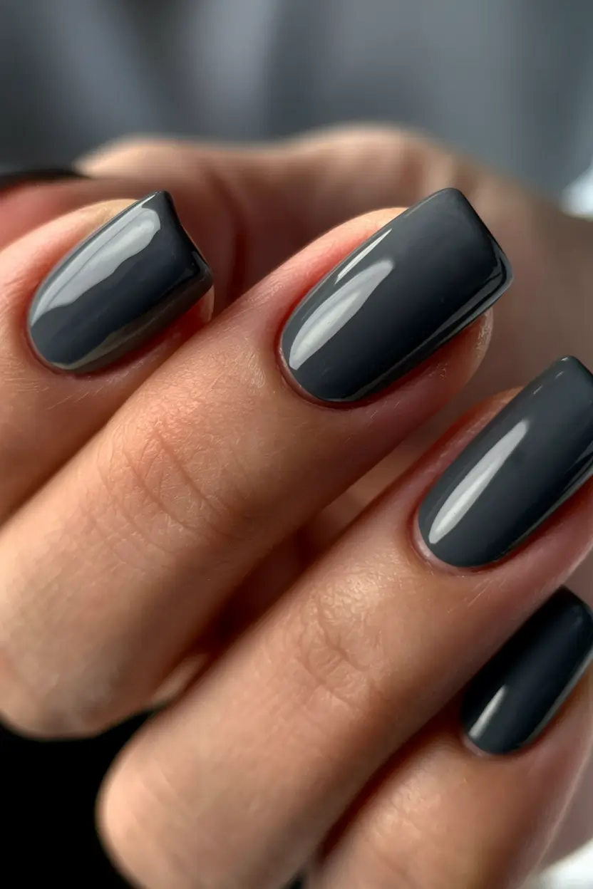Trendy Cute and Fun Fall Nails 2025 Charcoal Sophistication