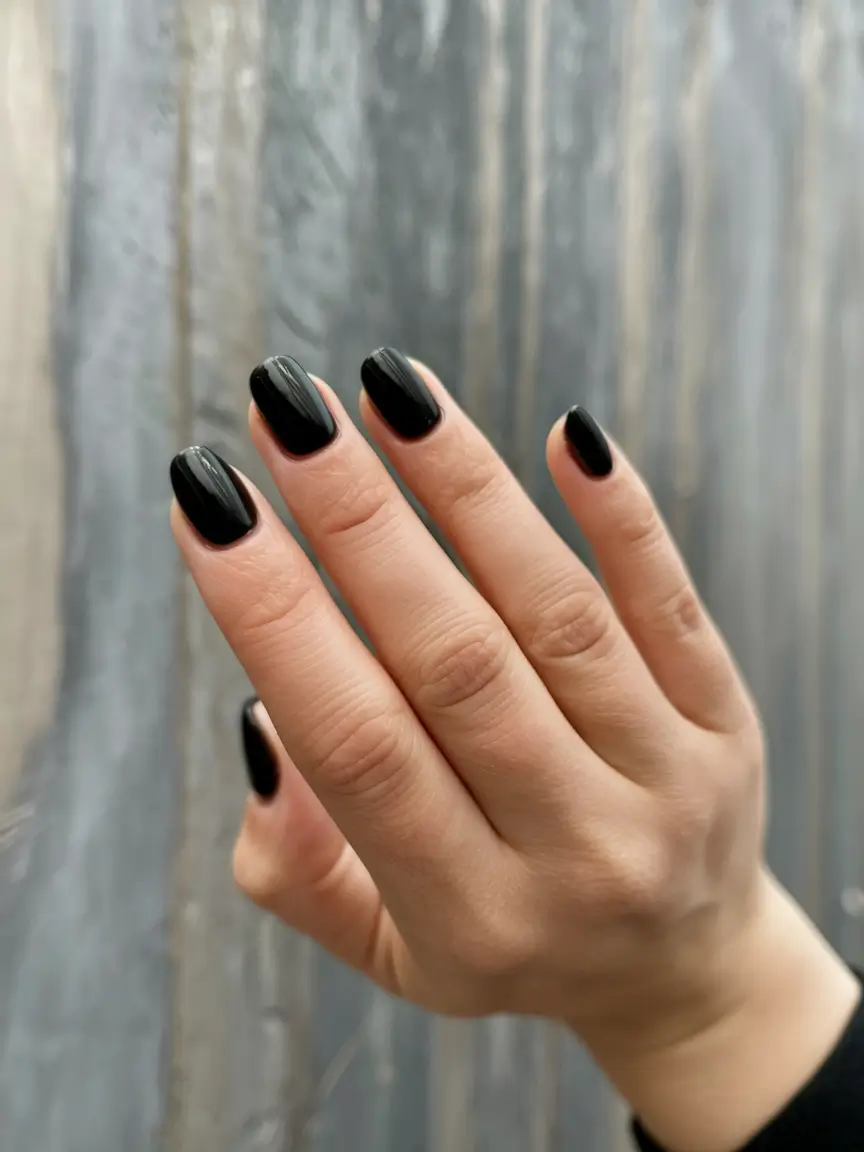 Trendy Cute and Fun Fall Nails 2025 Classic Glossy Black