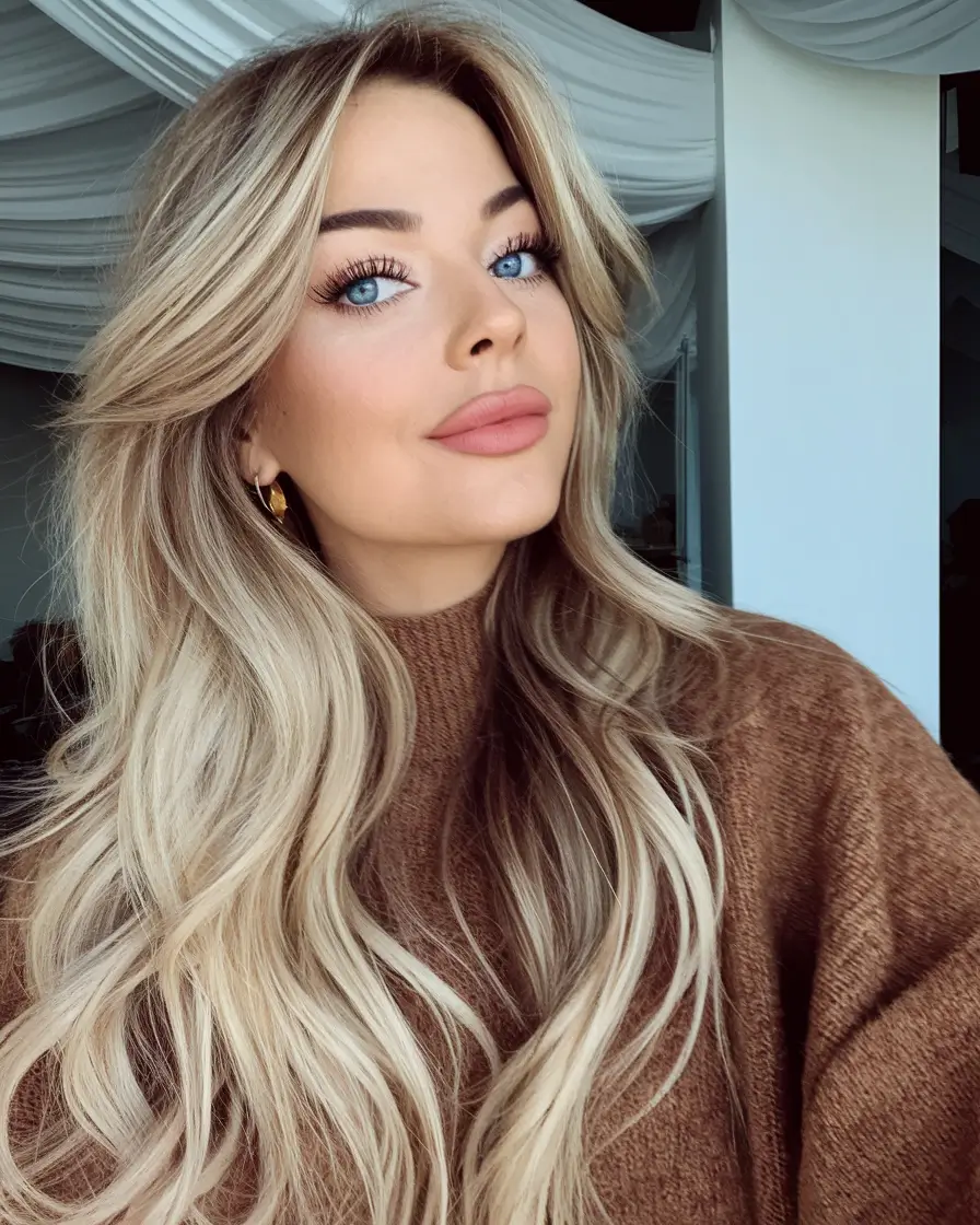 Ideas Buttery Blonde with Curtain Bangs