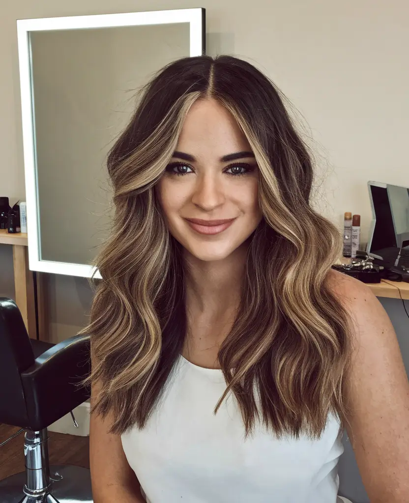 Fall winter Golden Balayage Waves 2025