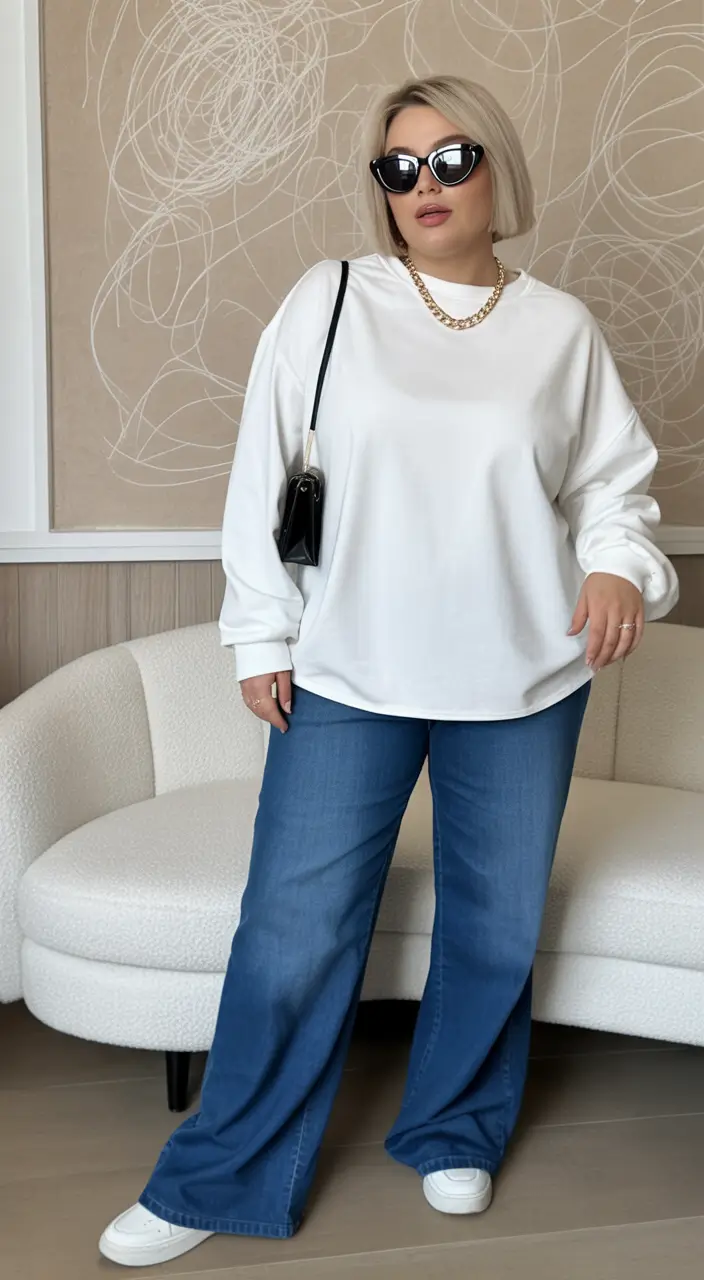 plus size winter outfits 2025 Minimalist Denim Cool