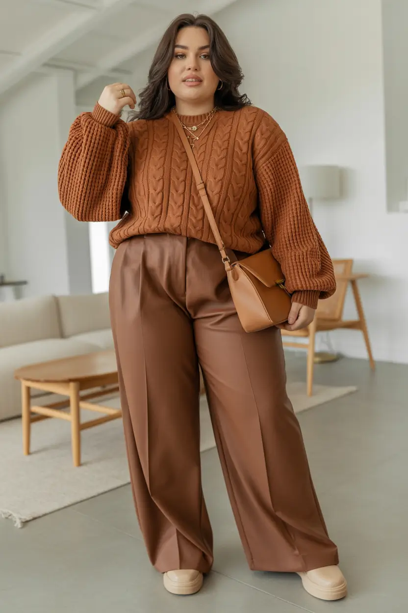 plus size winter outfits 2025 Monochrome Boho Luxe