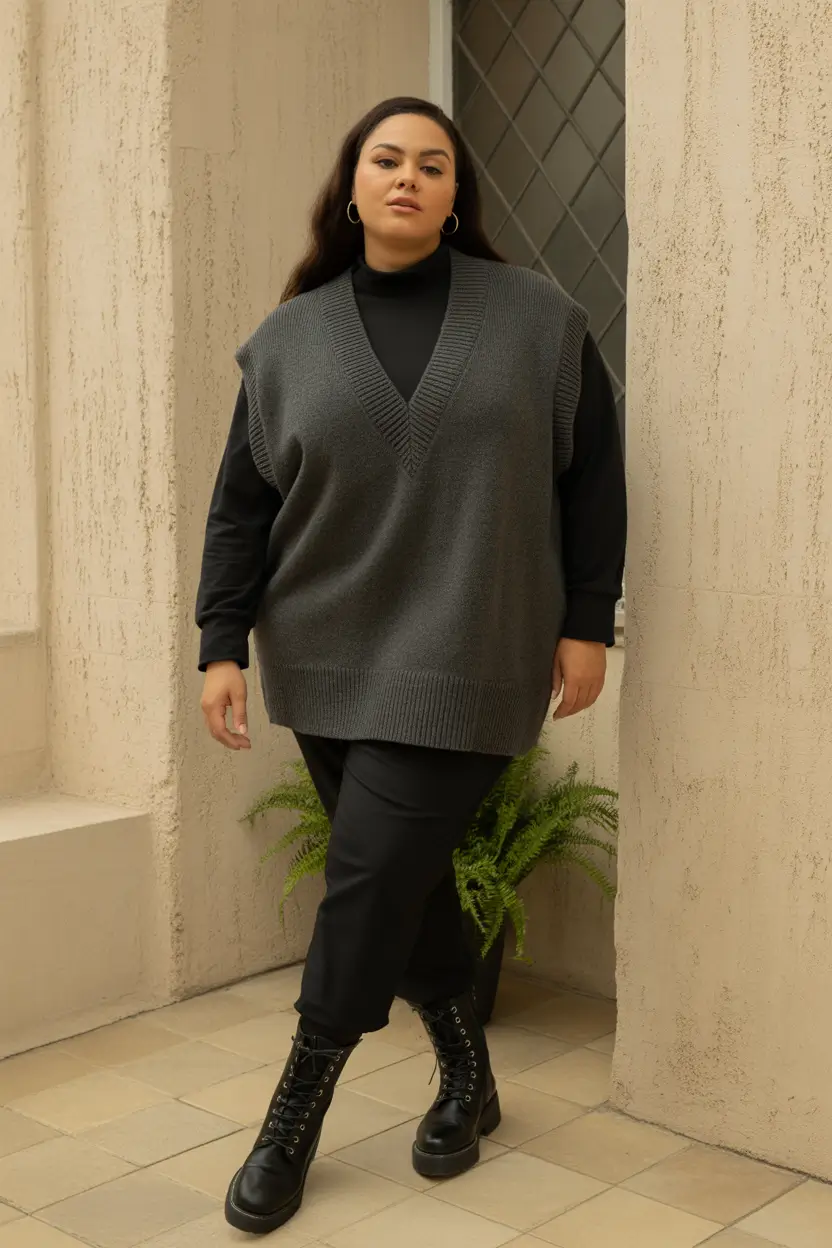 plus size winter outfits 2025 Laid-Back Goth Utility