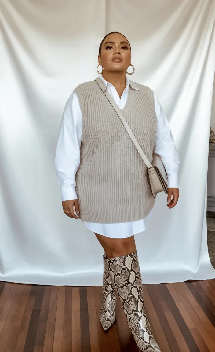 plus size winter outfits 2025 Chic Sweater Dress Energy