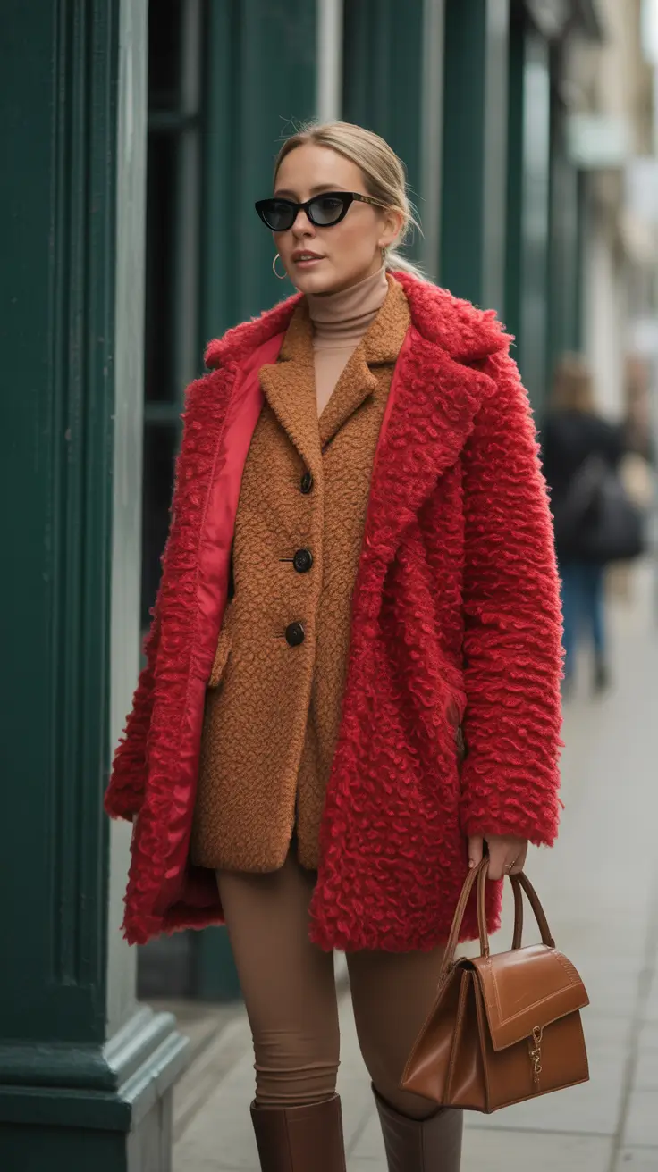 winter fits aesthetic Textured Layers in Bold Warmth