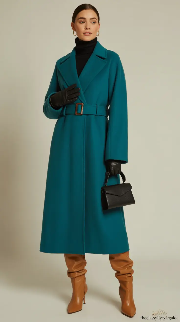 winter fits classy Teal Elegance with a Twist