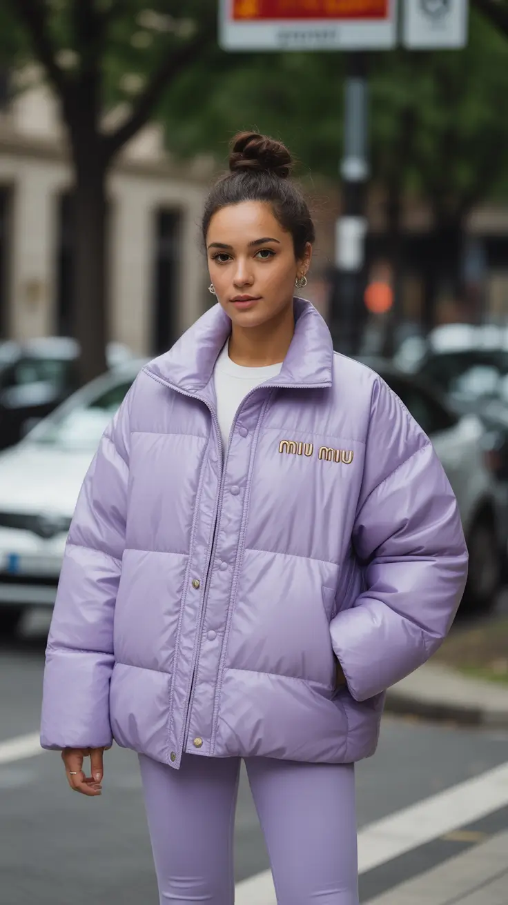 winter fits aesthetic Pastel Puff with a Modern Twist