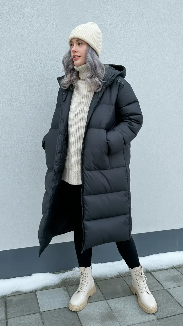 winter fits streetwear Minimalist Monochrome Puff