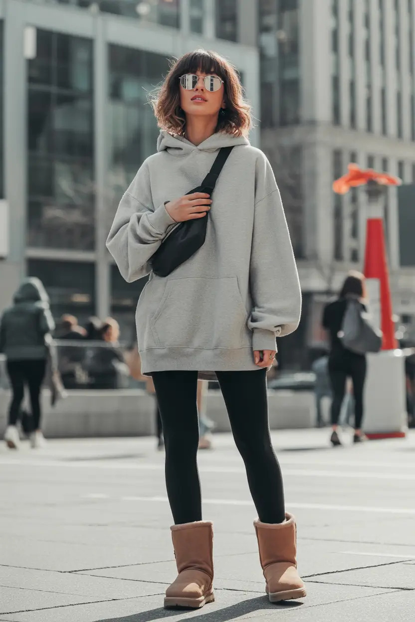 uggs outfit winter Street Style Hoodie and Leggings