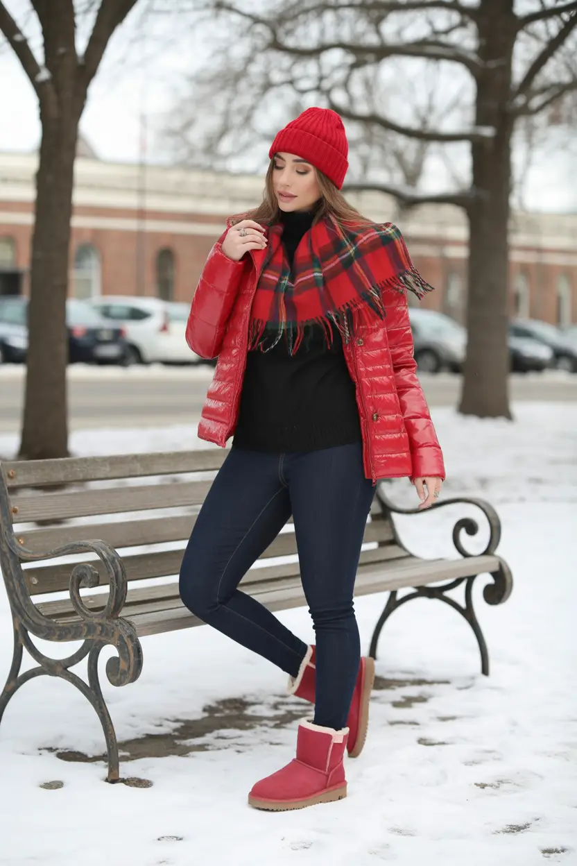 uggs outfit winter Festive Red Statement