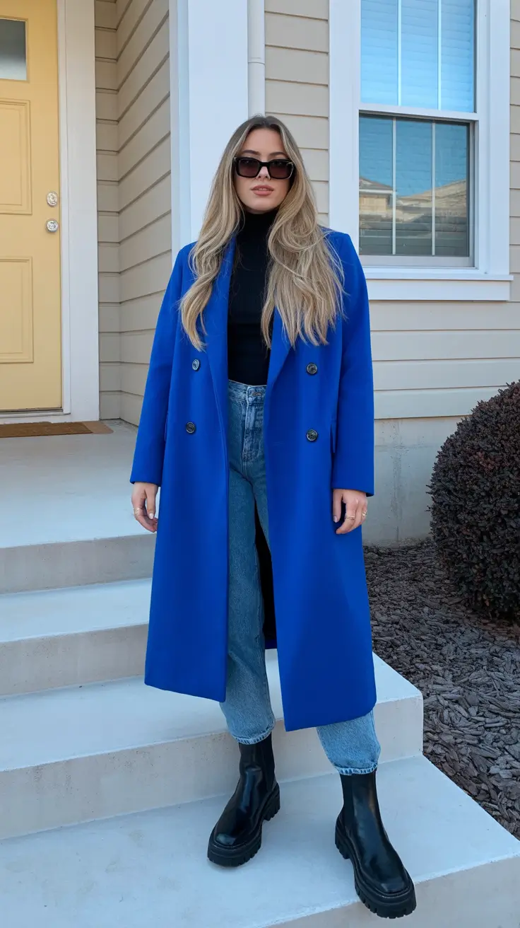 winter going out outfit night Bold in Cobalt