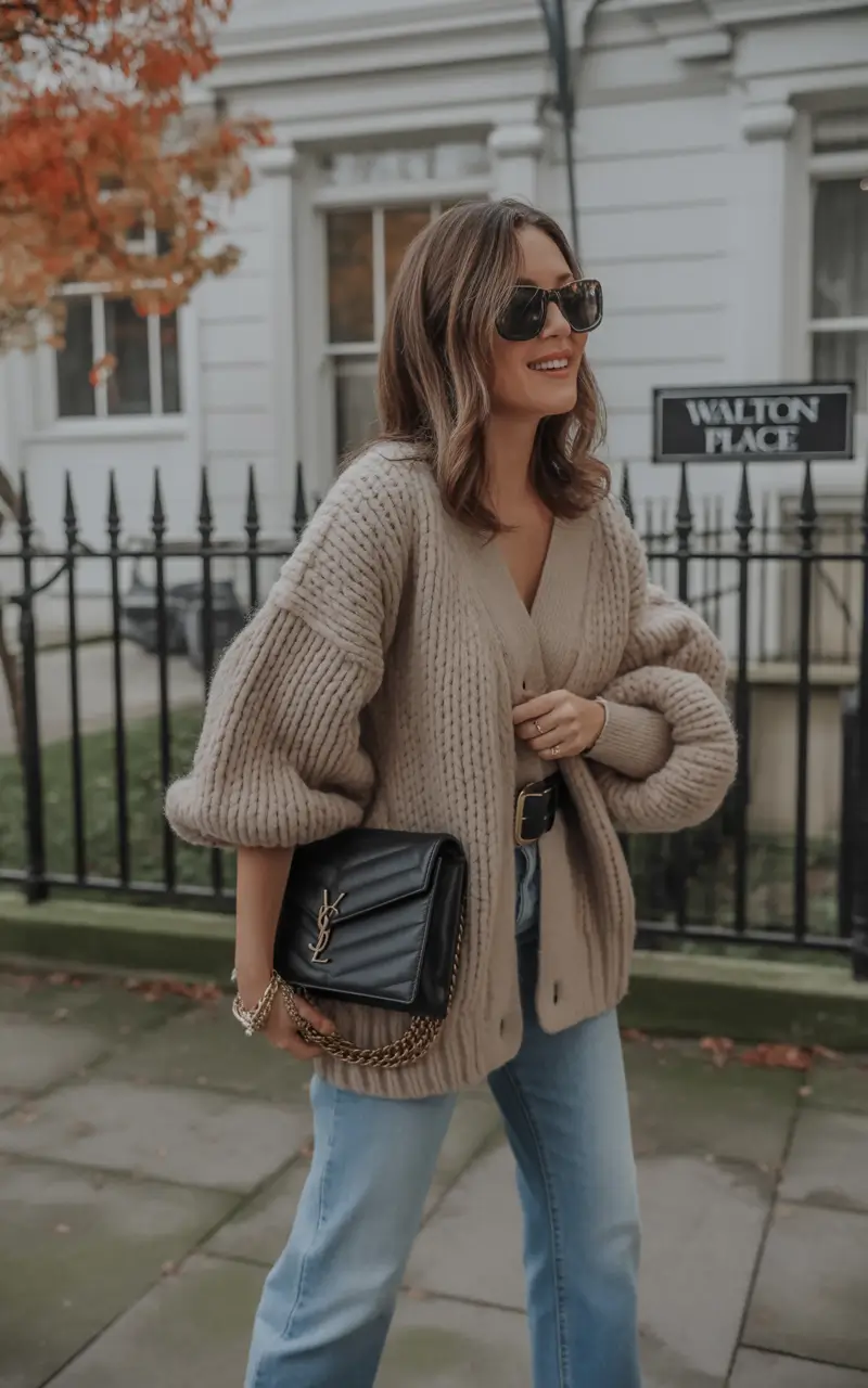 trendy winter outfits 2025 women Chunky Knits with Luxe Accessories