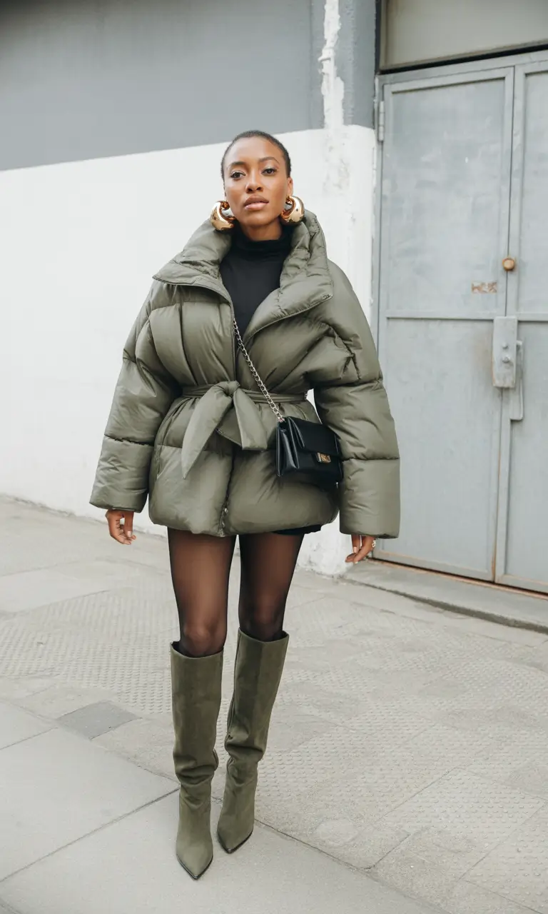 trendy winter outfits 2025 women Military Chic with Feminine Flair