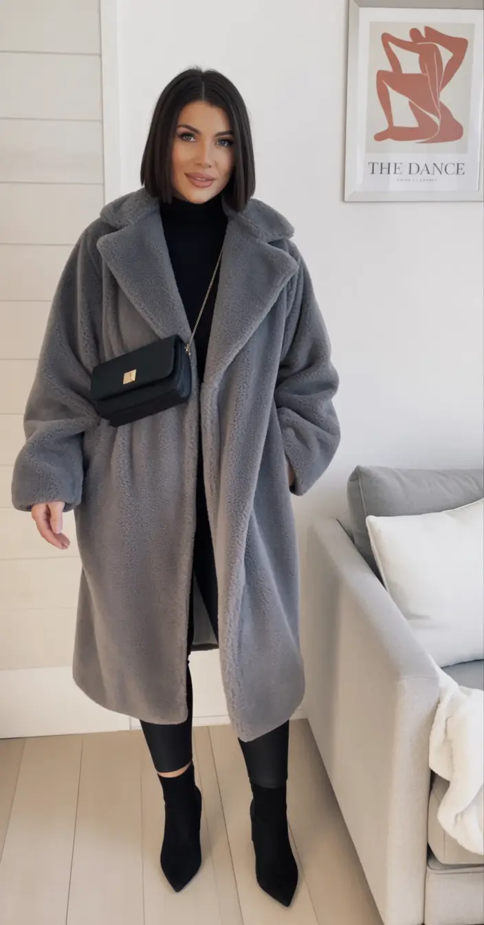 trendy winter outfits 2025 women Gray Elegance with Modern Comfort