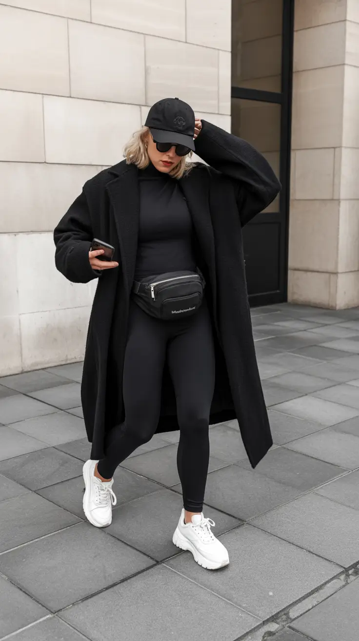 trendy winter outfits 2025 women Monochrome Sporty Chic