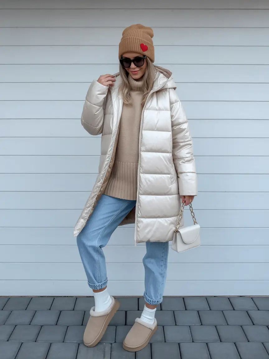 trendy winter outfits 2025 women Playful Beige with a Cozy Twist
