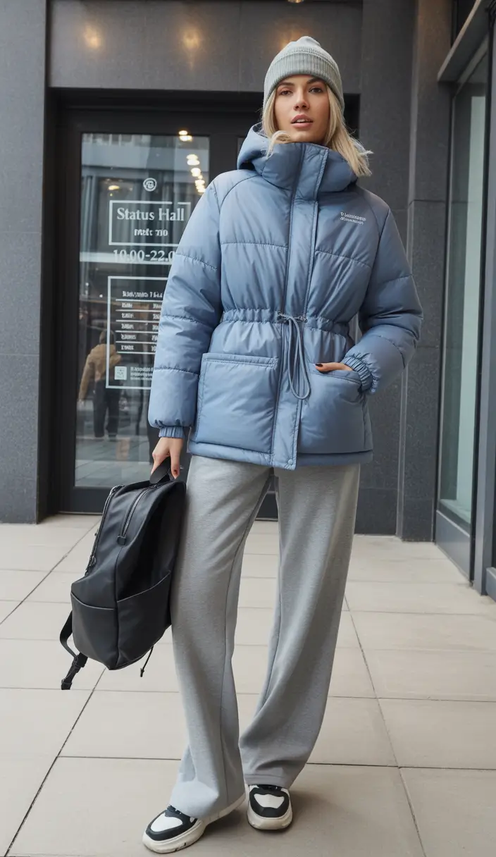 trendy winter outfits 2025 women Sporty Cool in Powder Blue