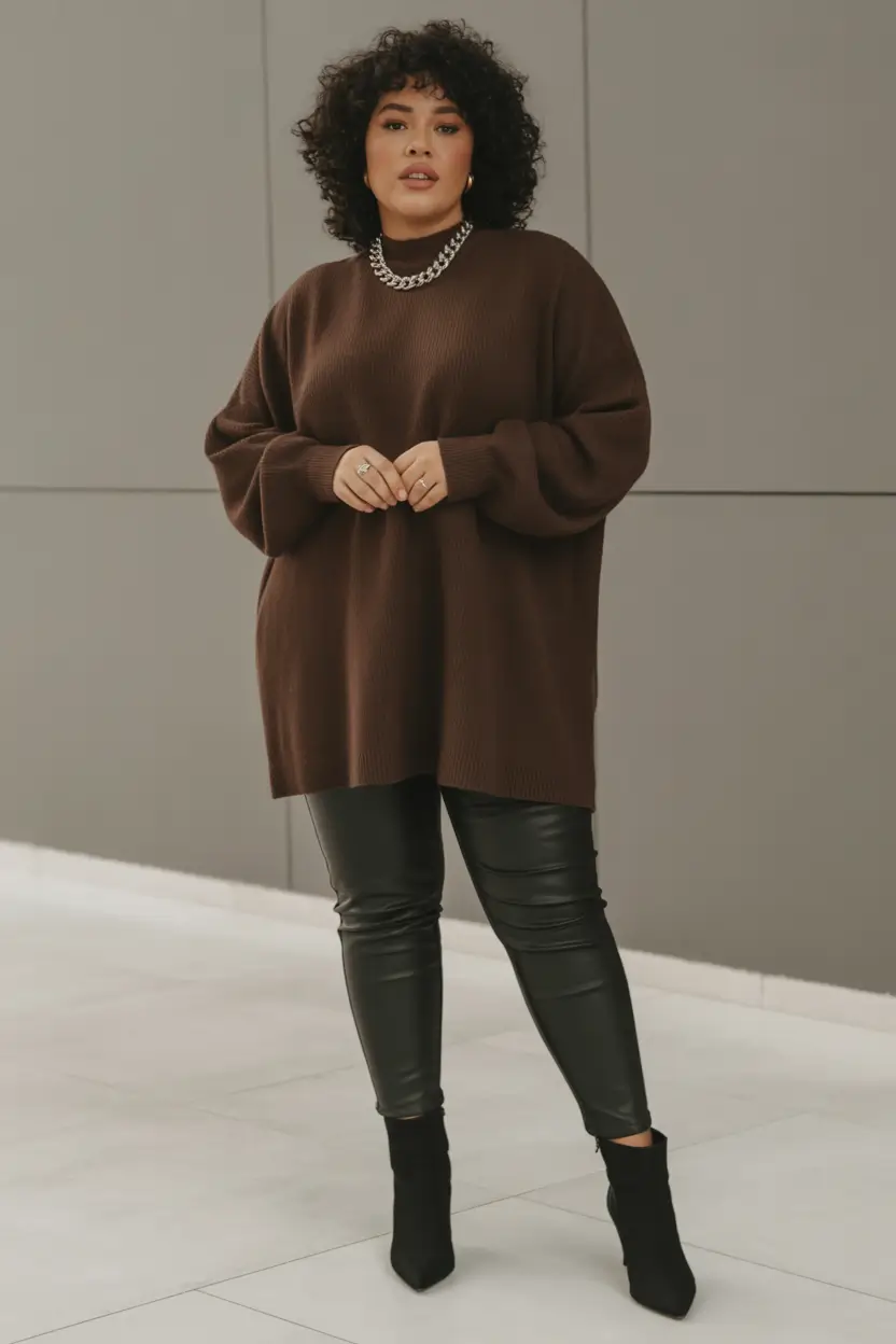Winter Capsule Wardrobe Plus Size 2025-2026 Oversized Knit with Leather