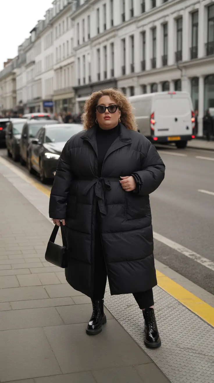 Winter Capsule Wardrobe Plus Size 2025-2026 Longline Black Puffer