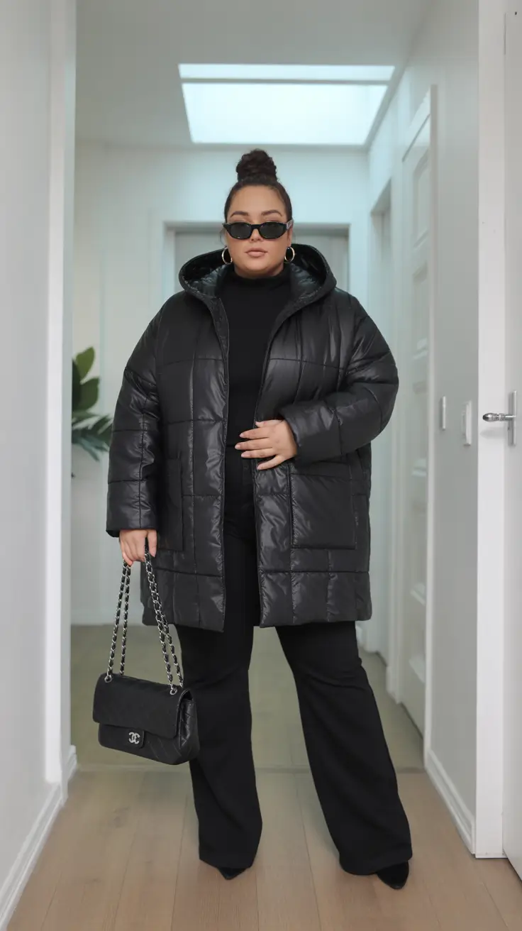 Winter Capsule Wardrobe Plus Size 2025-2026 Quilted Black Jacket