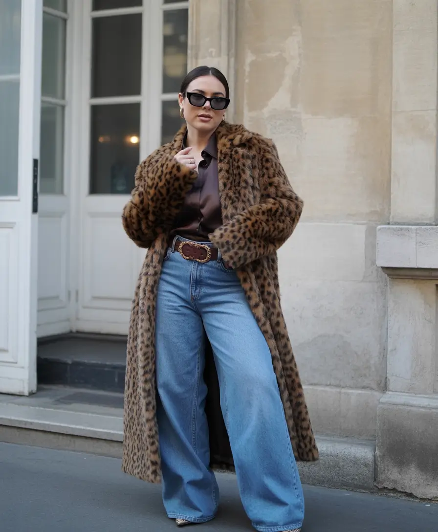 curvy winter outfits plus size Warm Layers with Faux Fur