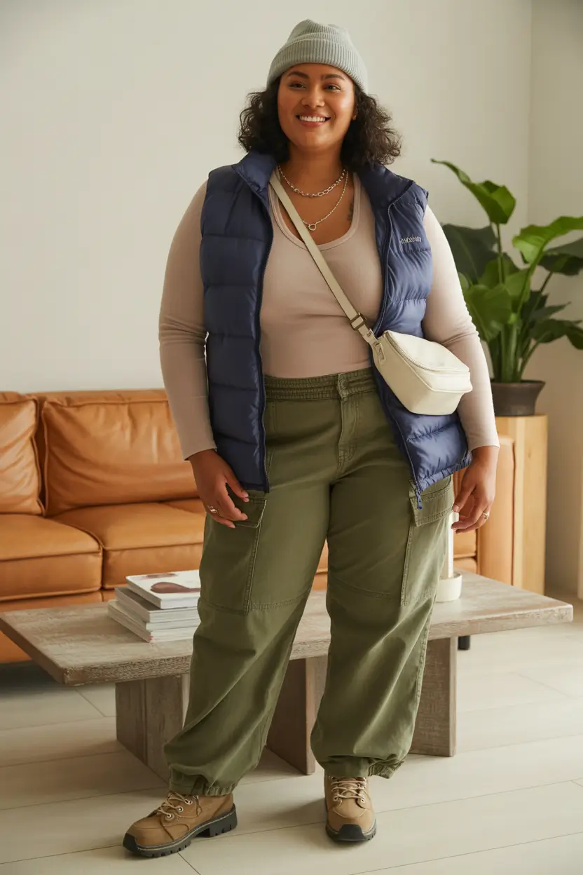 curvy winter outfits plus size Utility Chic with a Sporty Edge