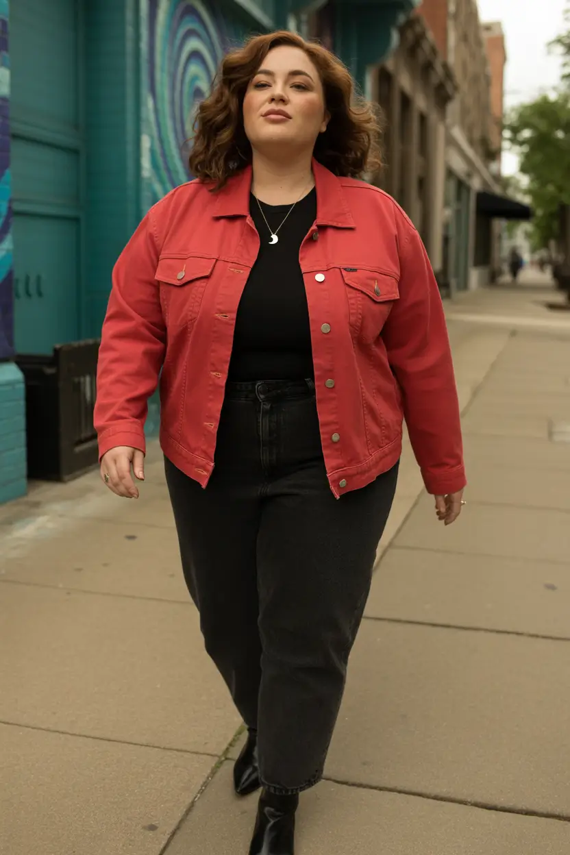 curvy winter outfits plus size Bold Pops of Color