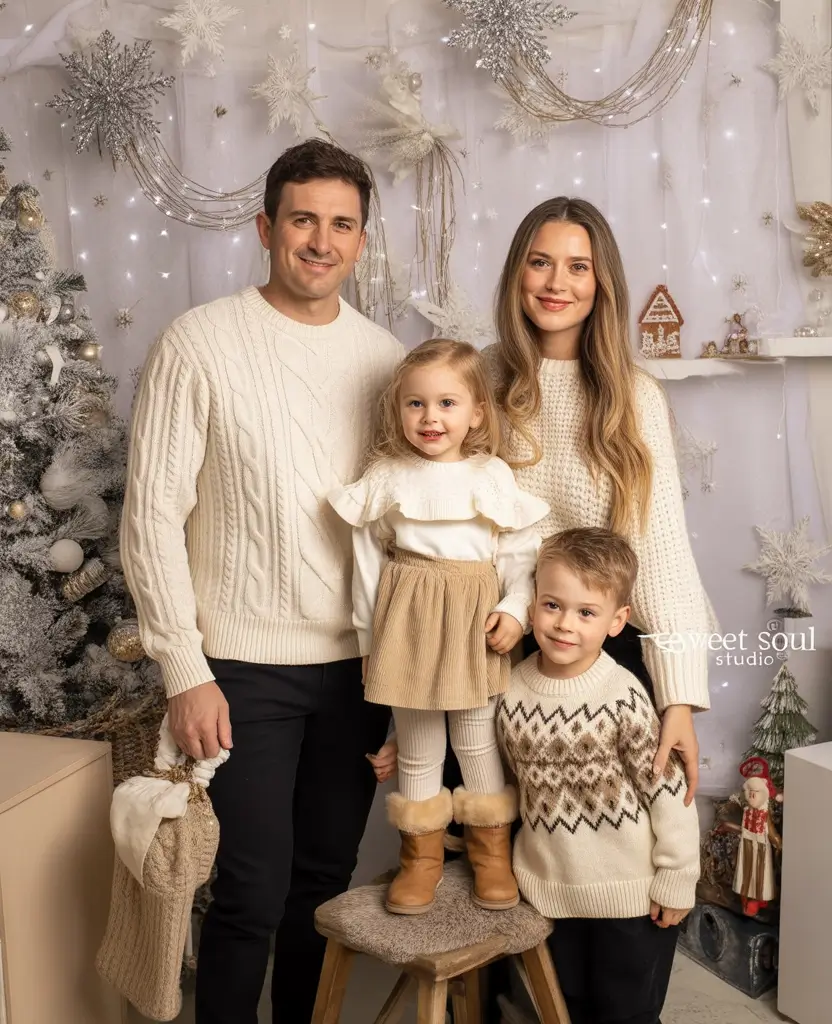 Winter Family Outfits for Photos 2025 2026 Soft Neutrals and Winter Whites