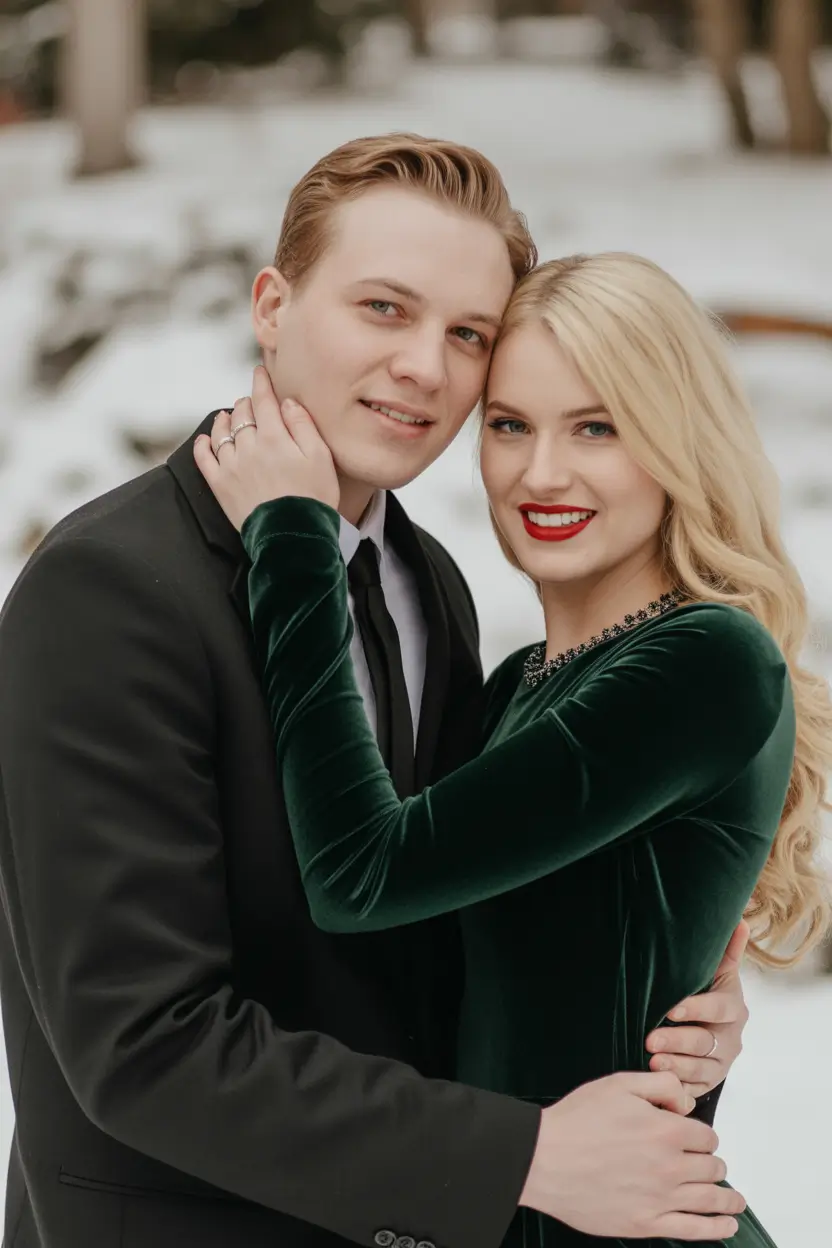 Winter Family Outfits for Photos 2025 2026 Emerald Green in the Snow