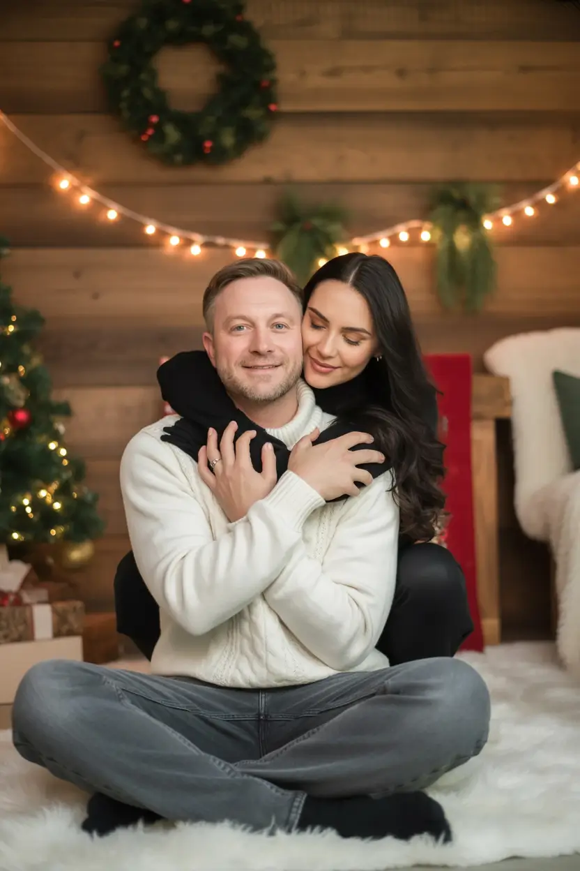 Winter Family Outfits for Photos 2025 2026 Black and White Indoor Contrast