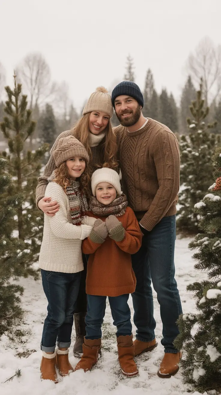 Winter Family Outfits for Photos 2025 2026 Cozy Knits in the Pines