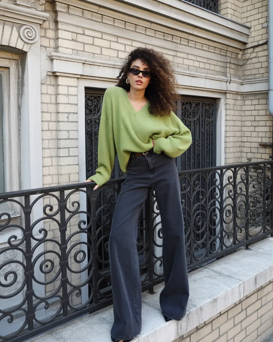 winter outfits aesthetic vintage Green Knit Energy