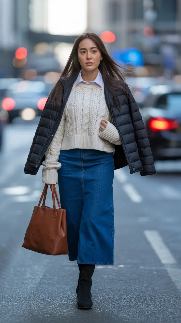 winter outfits aesthetic skirt Modern Schoolgirl Denim