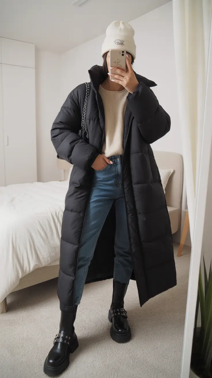 winter outfits aesthetic casual Puffer Street Cool