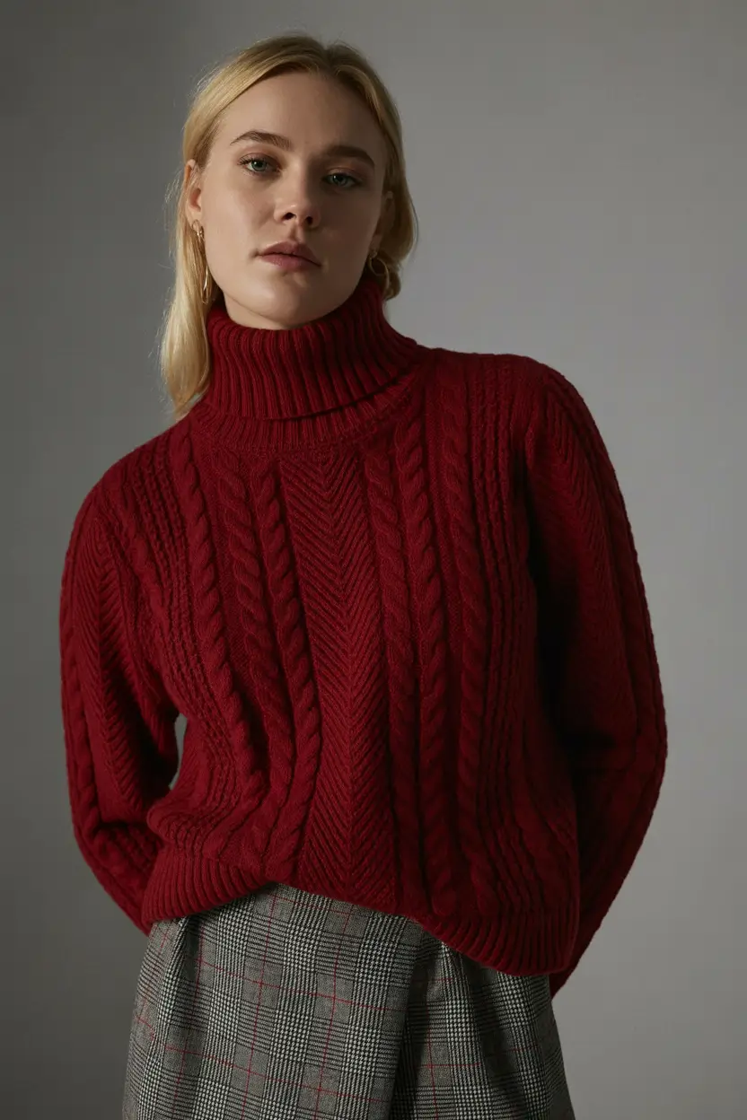 winter outfits aesthetic classy Burgundy Knit Classic