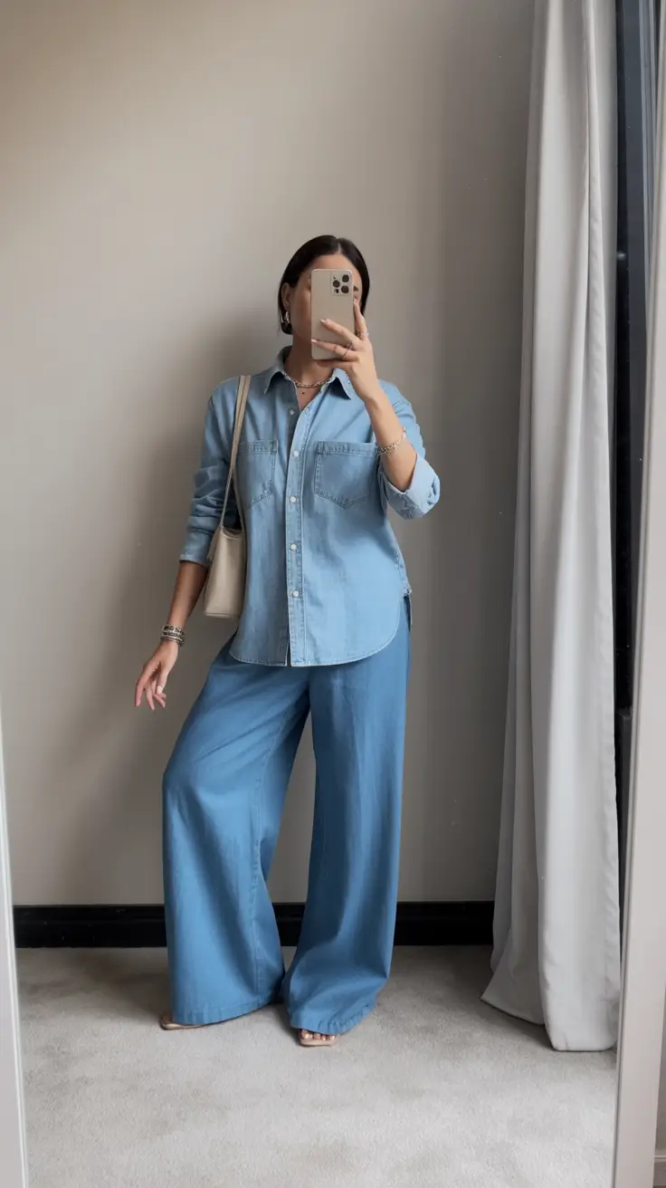 winter outfits aesthetic casual Denim-on-Denim Revival