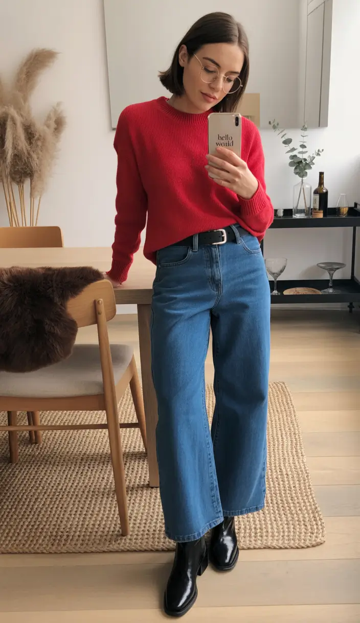 winter outfits aesthetic casual Bright Knit Simplicity