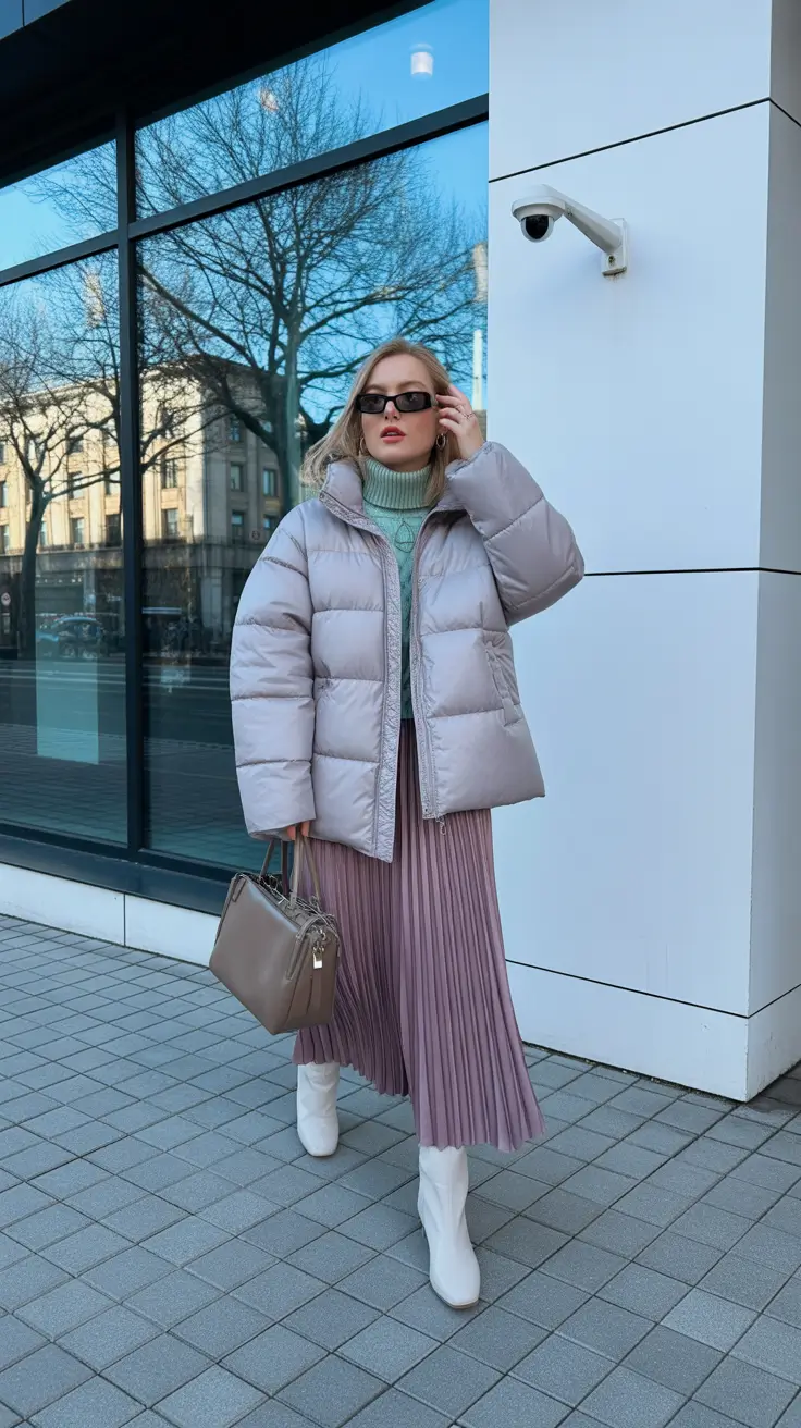 winter outfits cold freezing snow frosted pastels