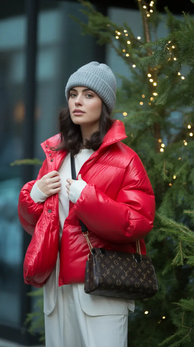 winter outfits cold freezing snow crimson glow