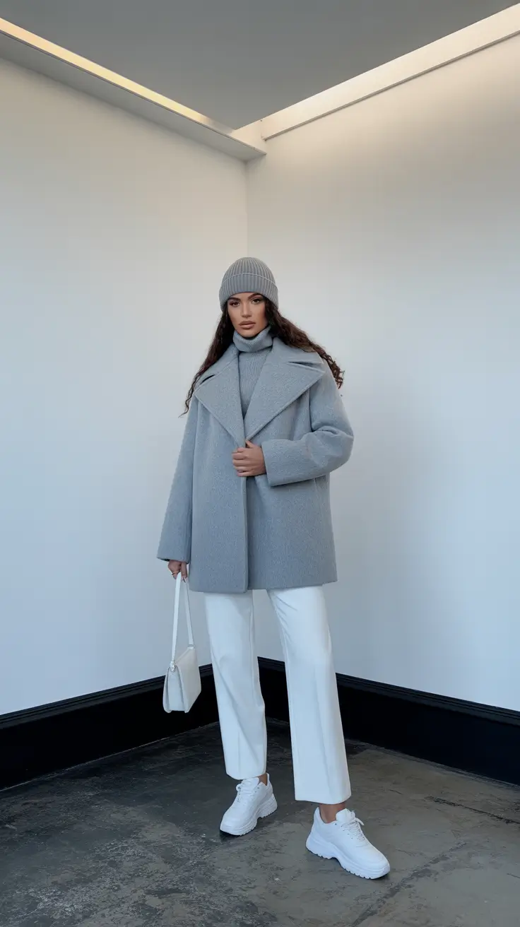 winter outfits cold freezing snow monochrome frost