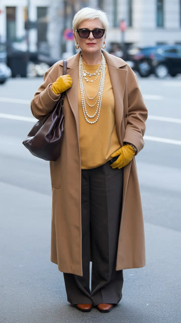 winter outfits for women over 40 ideas 2025 - 2026 Golden Warmth in Classic Layers